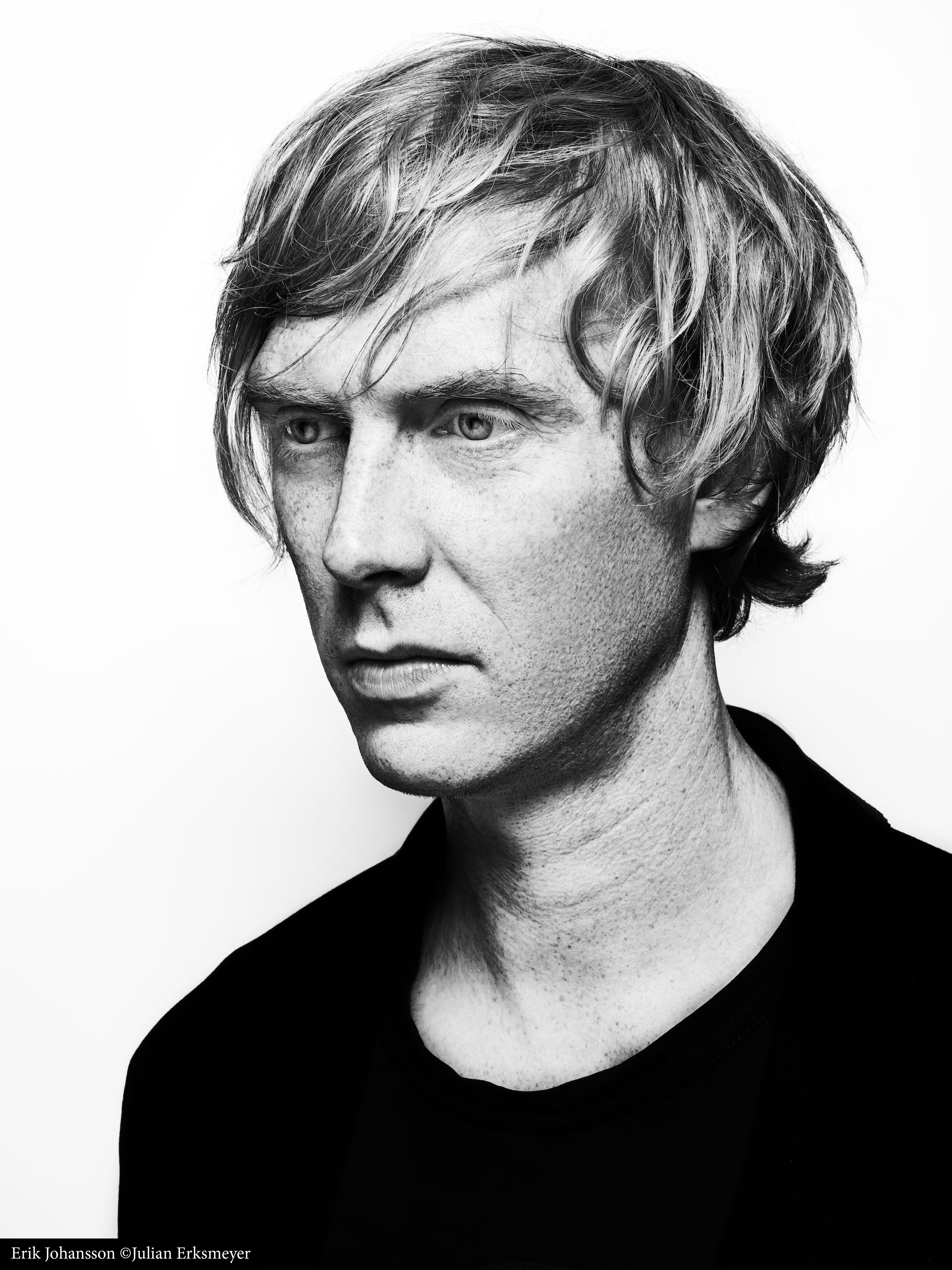 Black and white portrait of Erik Johansson