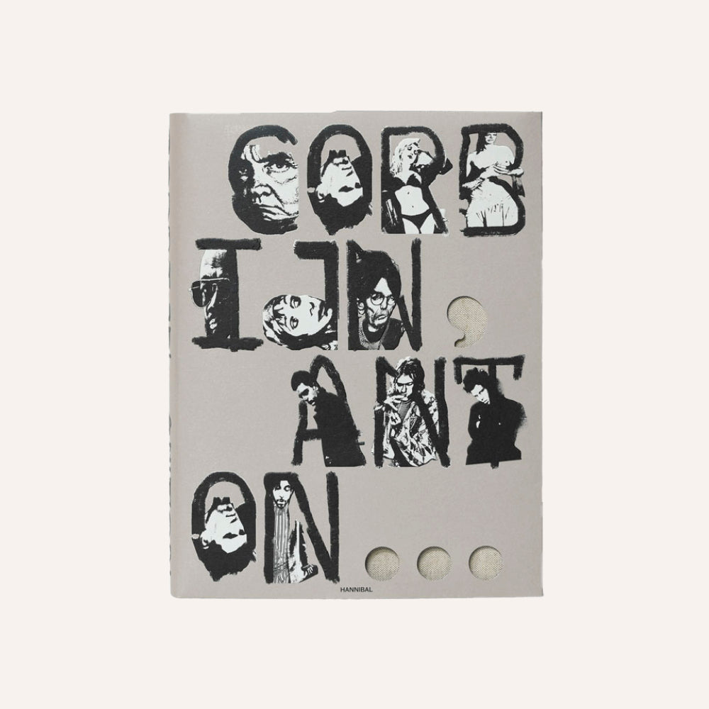 Book by Anton Corbijn, showing the cover with black and white illustrations and text on a gray background.