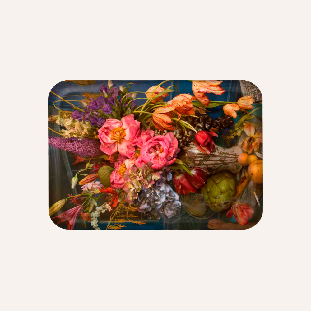 Tray with floral design on a white background