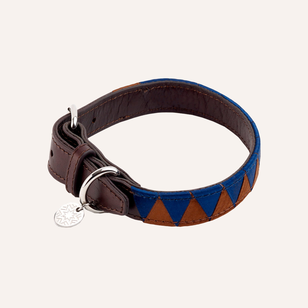 Dog Collar, Brown Navy