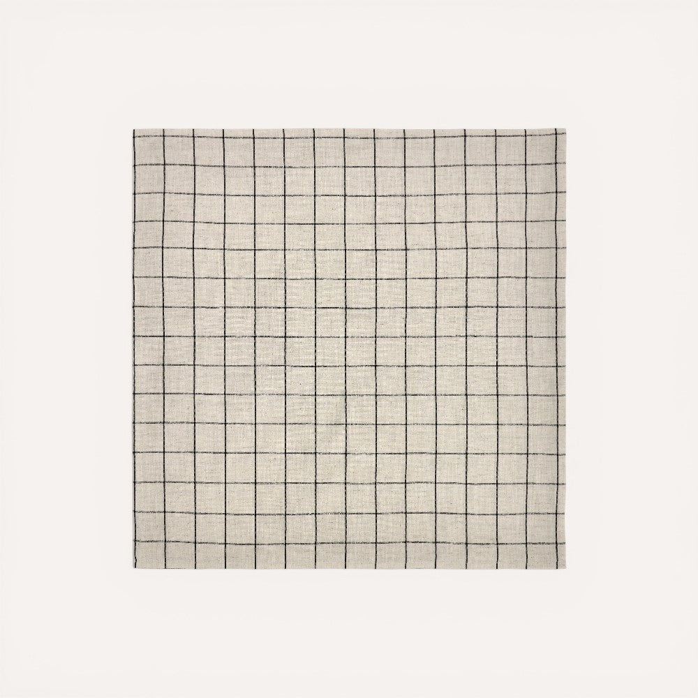 Checkered tablecloth. 