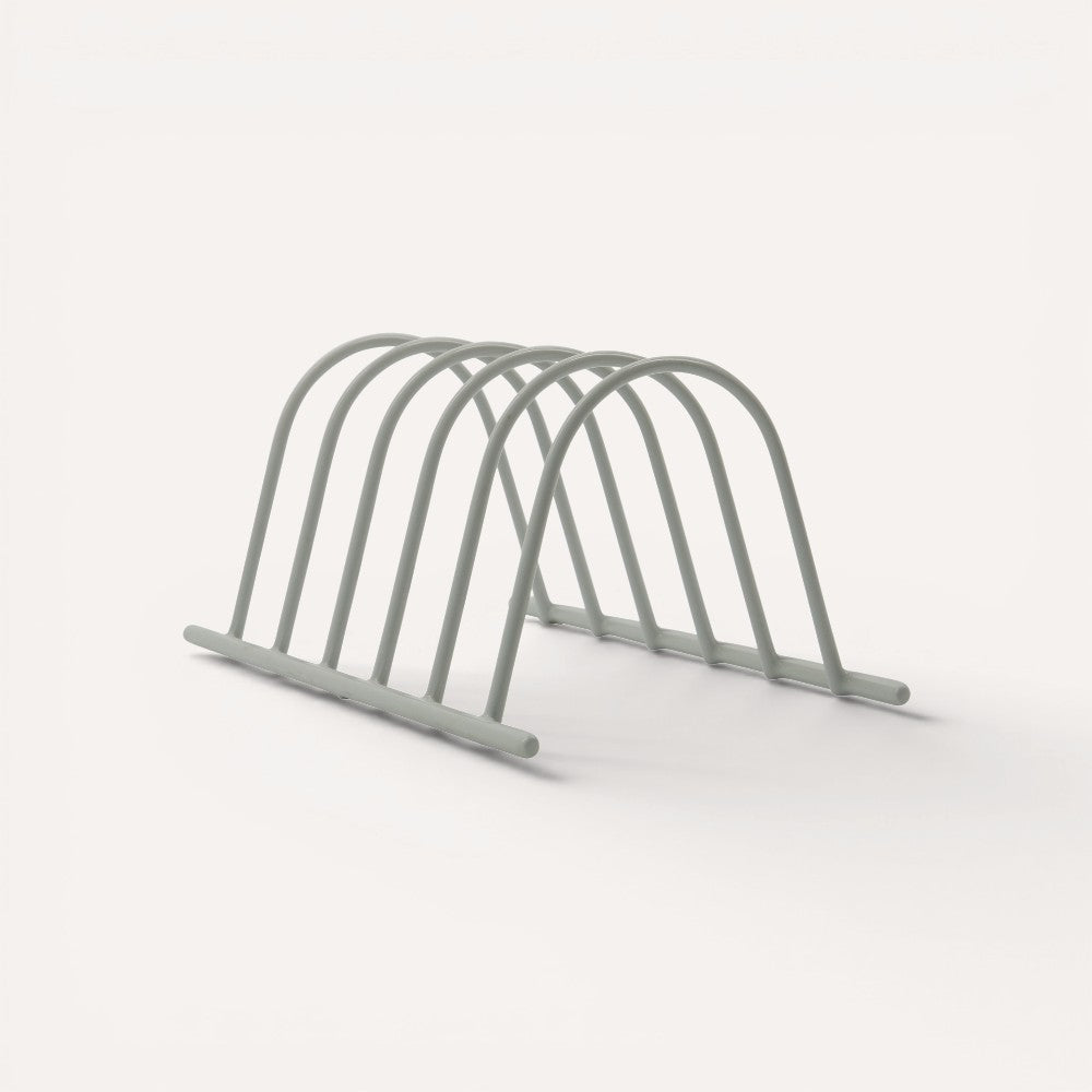 Gray organiser rack. 