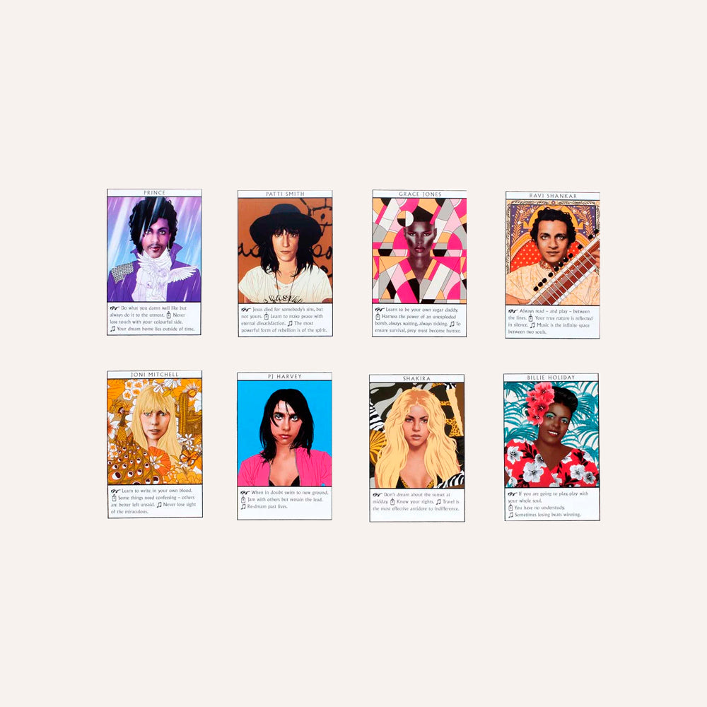 Grid of portraits with text on a light gray background