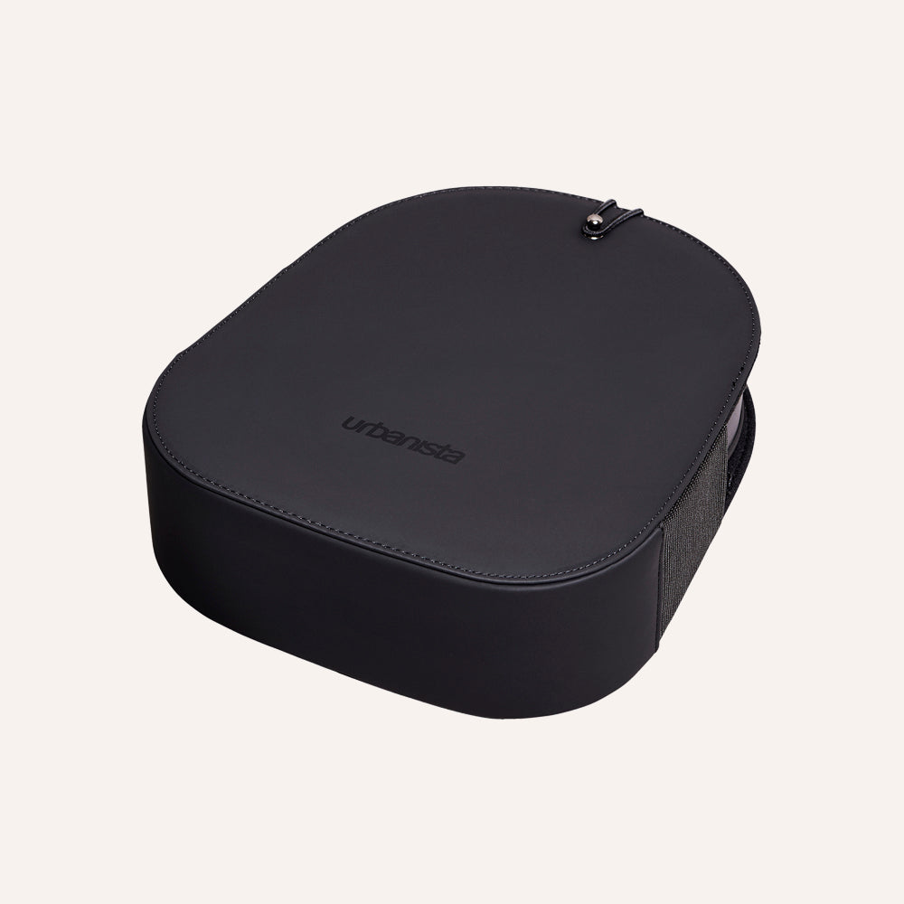 Black oval-shaped earphone case