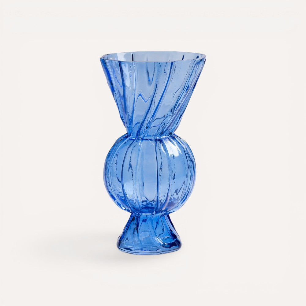 Blue glass vase.